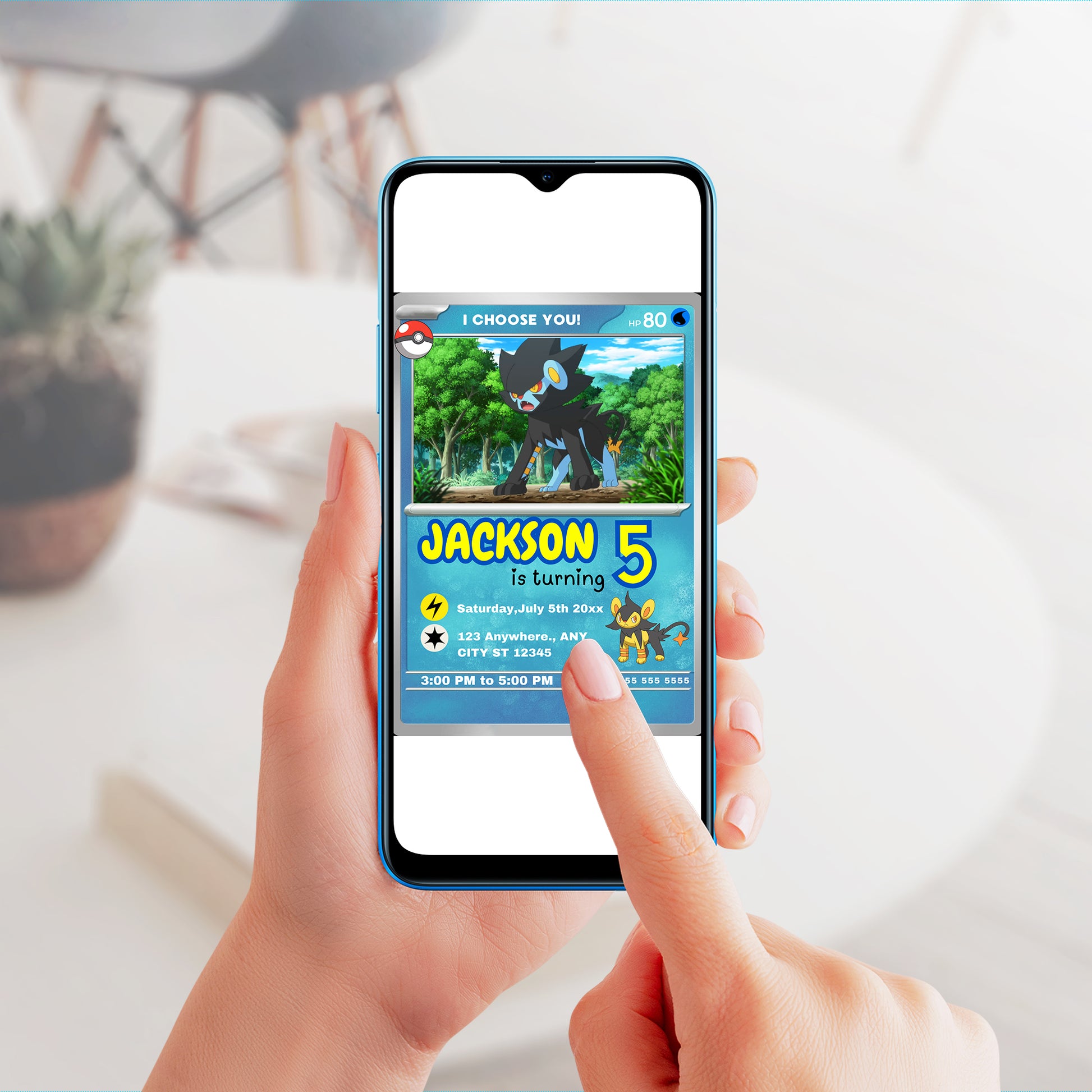 Luxray Invitation Template | Pokemon Card Birthday Invite - CreativeRino