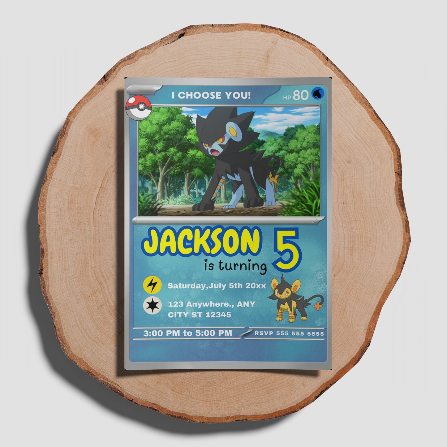 Luxray Invitation Template | Pokemon Card Birthday Invite - CreativeRino
