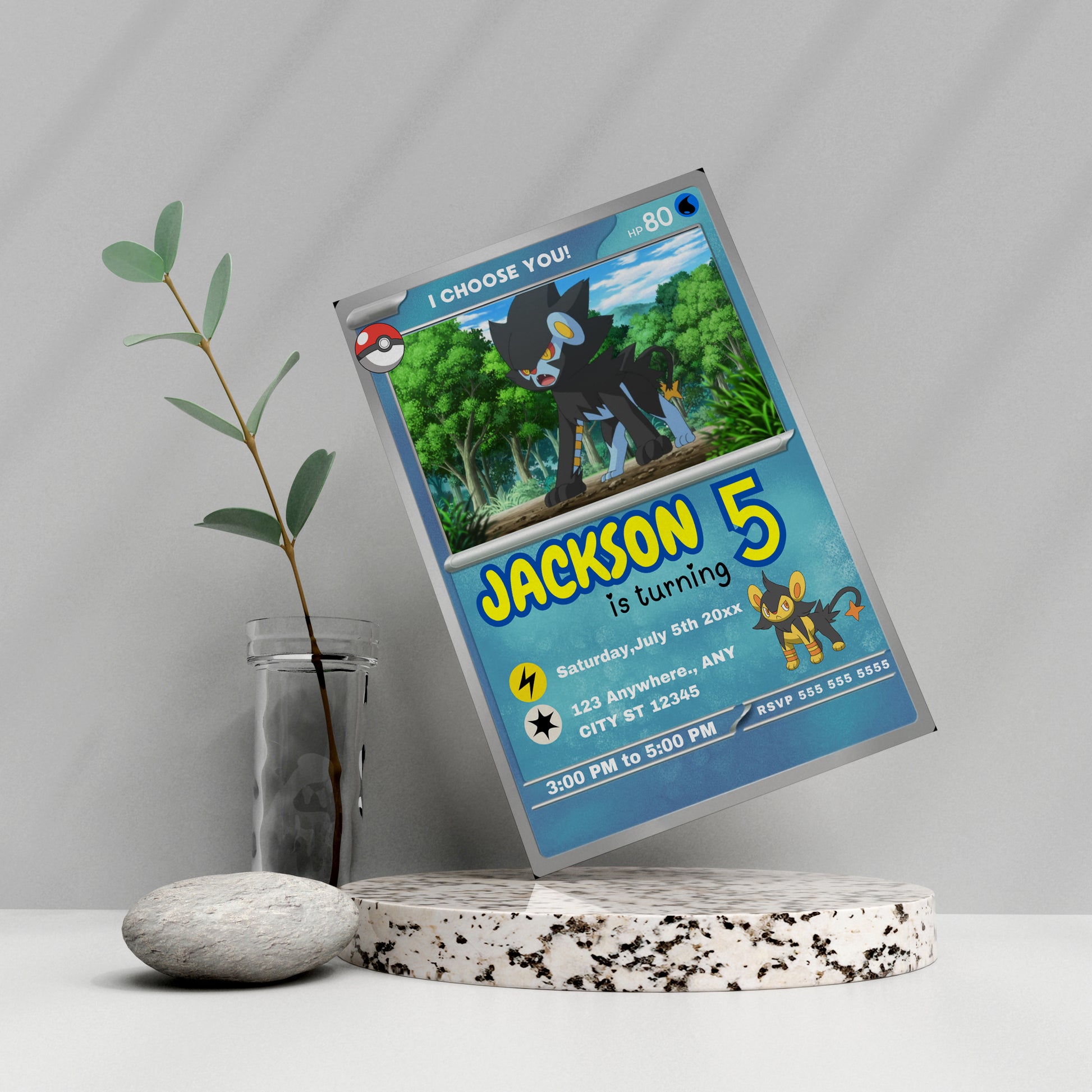 Luxray Invitation Template | Pokemon Card Birthday Invite - CreativeRino