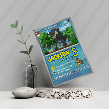 Luxray Invitation Template | Pokemon Card Birthday Invite - CreativeRino