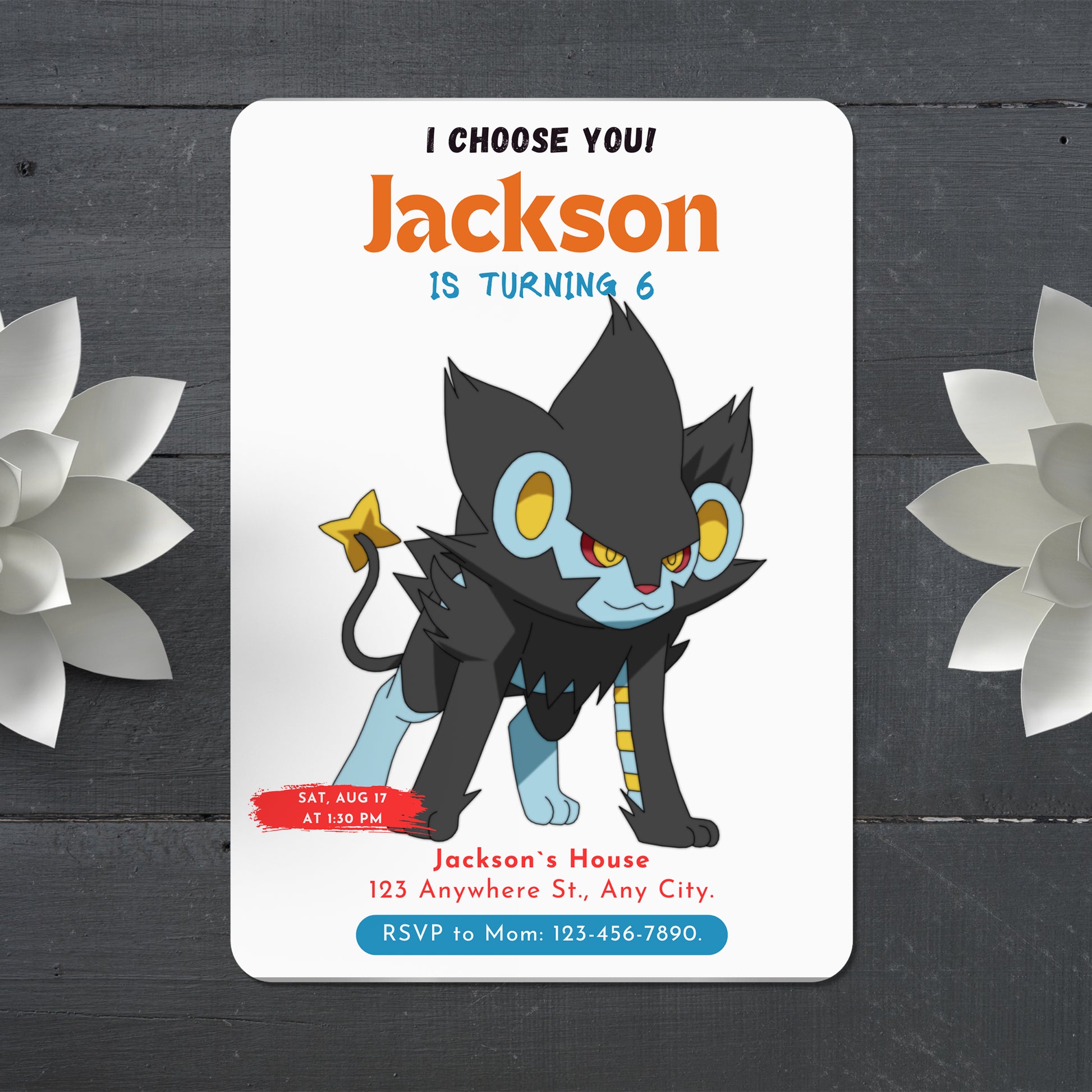 Luxray Birthday Party Invitation Template | Pokemon Invite - CreativeRino