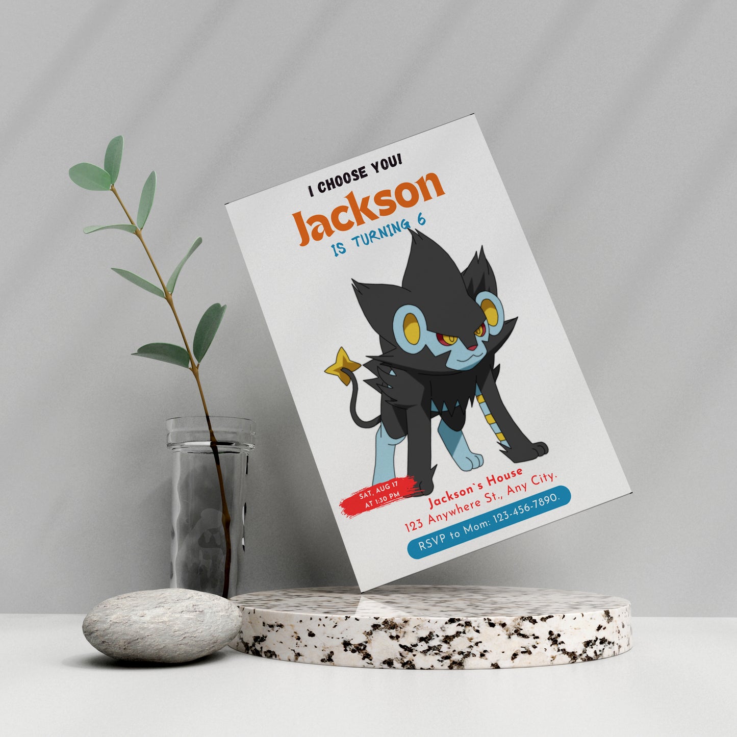 Luxray Birthday Party Invitation Template | Pokemon Invite - CreativeRino