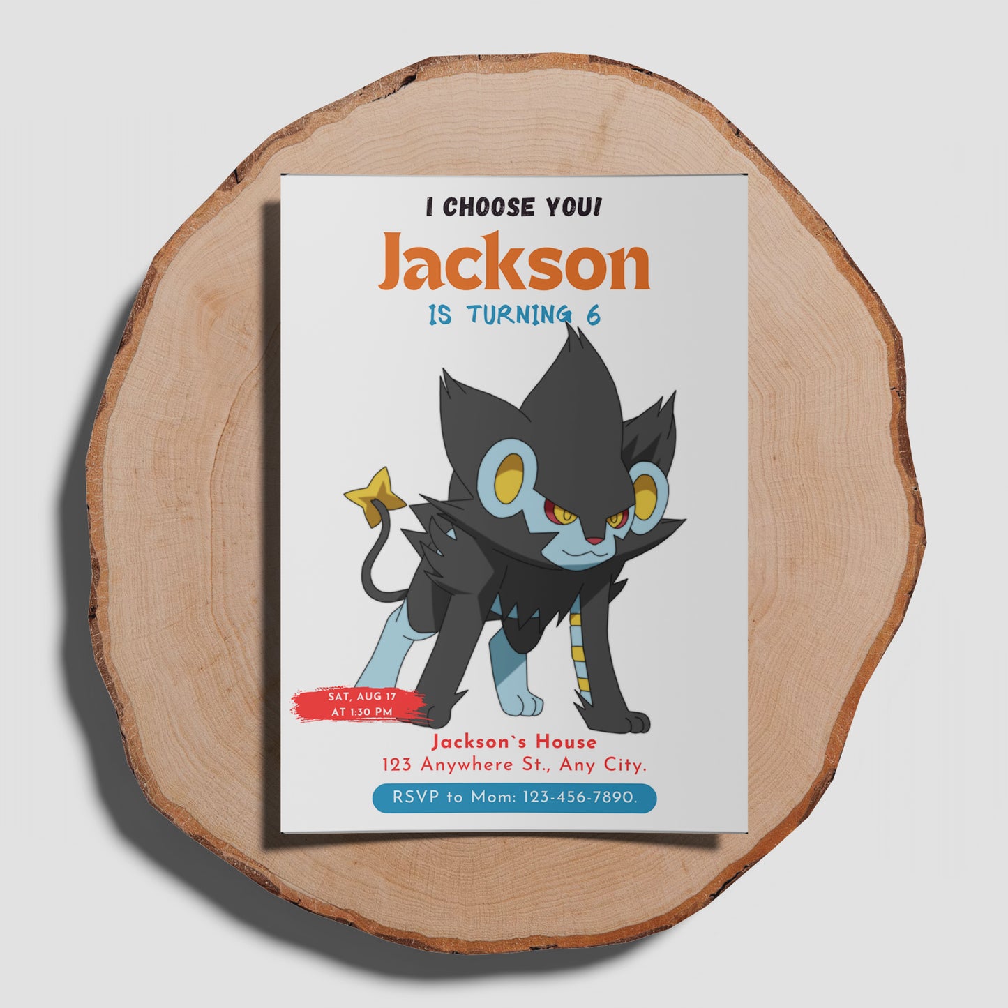 Luxray Birthday Party Invitation Template | Pokemon Invite - CreativeRino
