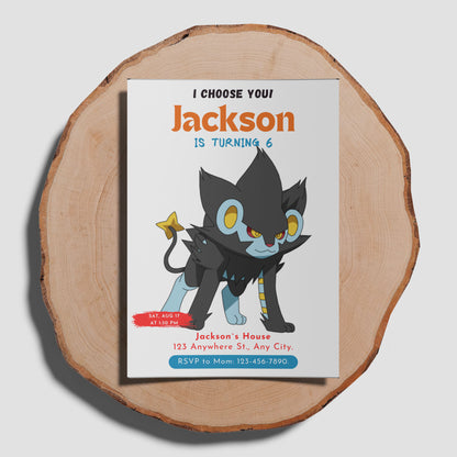 Luxray Birthday Party Invitation Template | Pokemon Invite - CreativeRino
