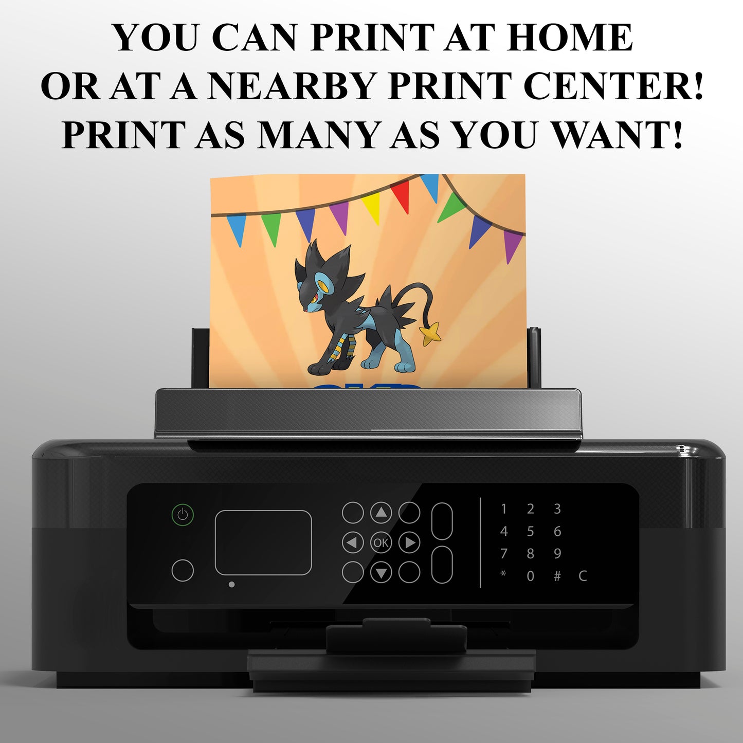Luxray Pokemon Birthday Party Invitation Template - CreativeRino
