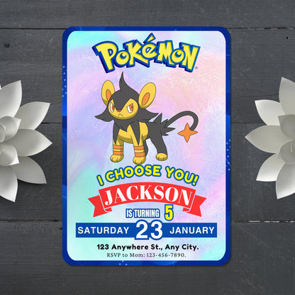 Luxray Invitation Template | Pokemon Birthday Invite - CreativeRino