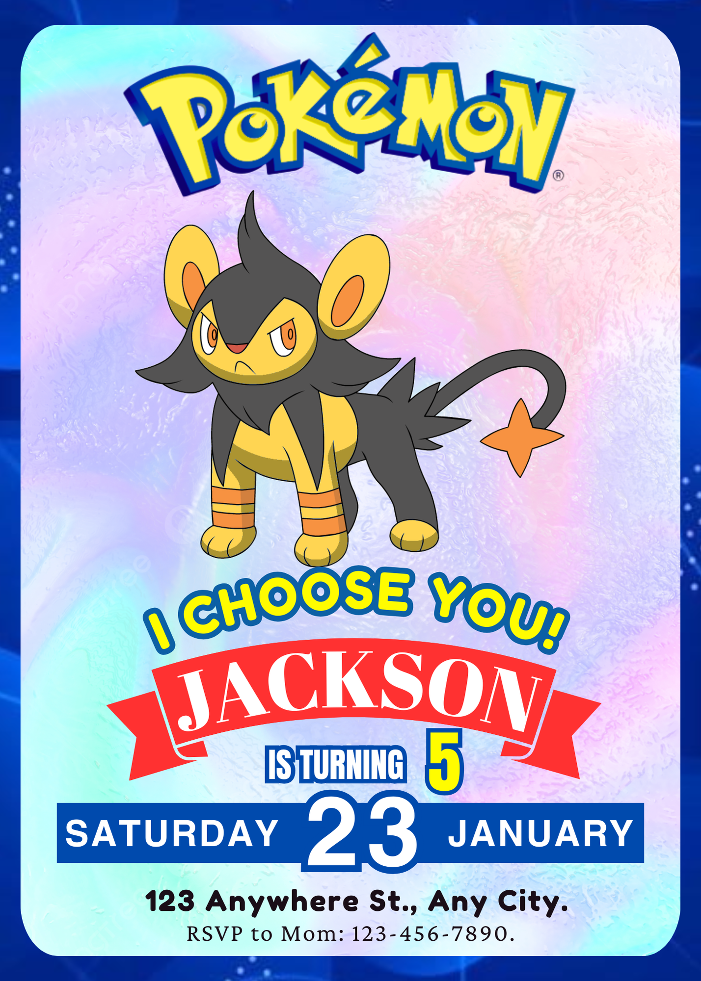 Luxray Invitation Template | Pokemon Birthday Invite - CreativeRino