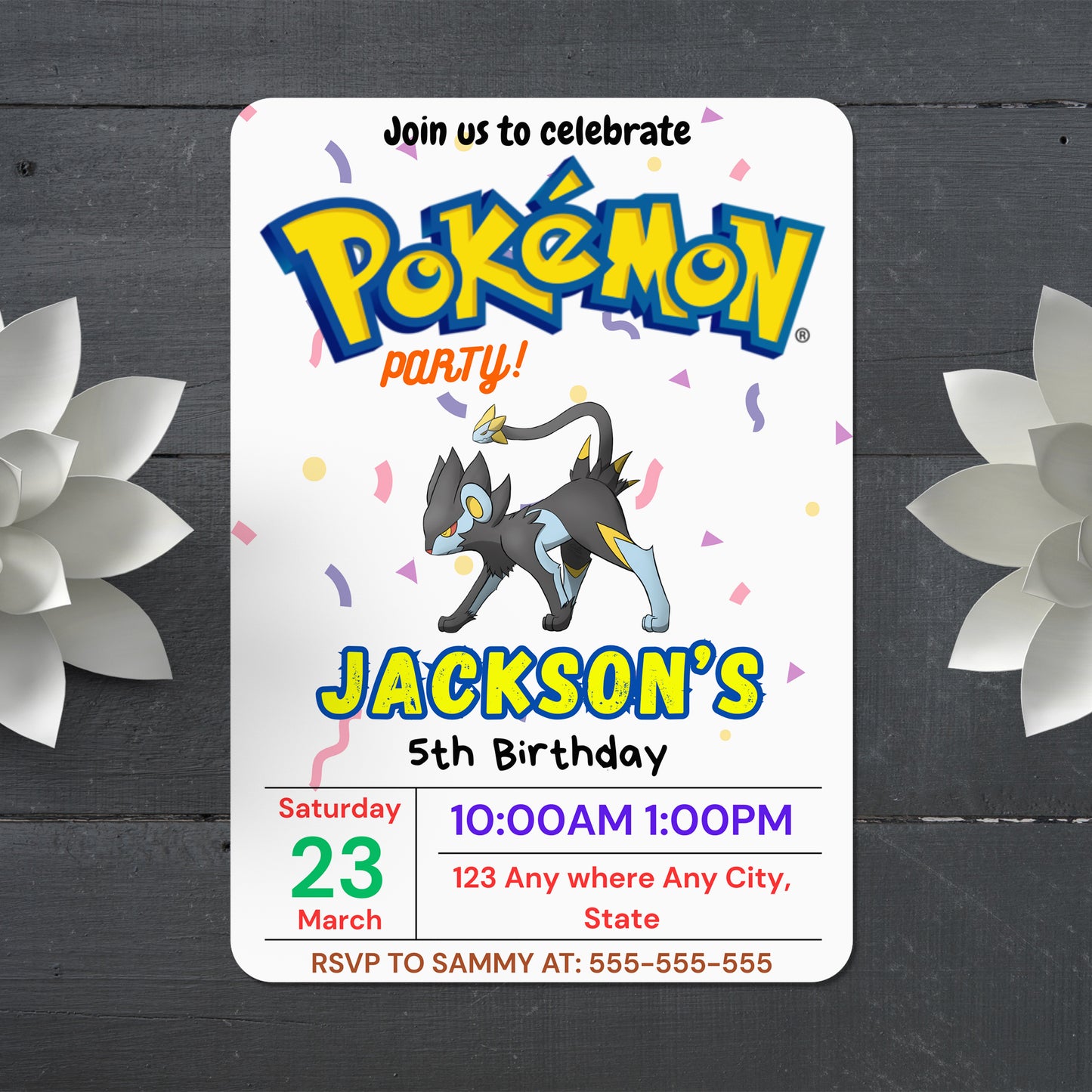 Luxray Birthday Invitation Template | Pokemon Invite - CreativeRino