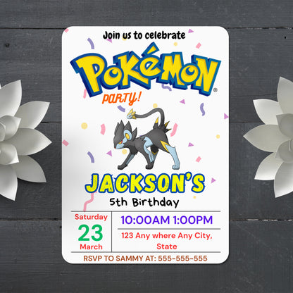 Luxray Birthday Invitation Template | Pokemon Invite - CreativeRino