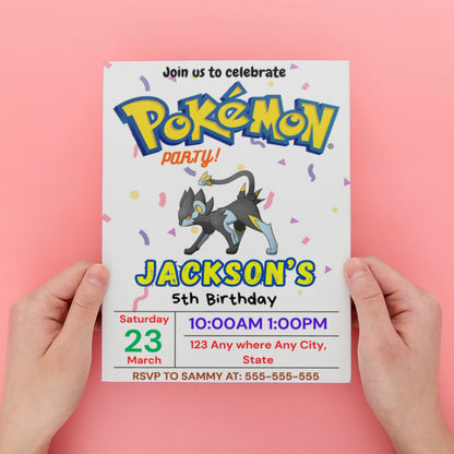 Luxray Birthday Invitation Template | Pokemon Invite - CreativeRino