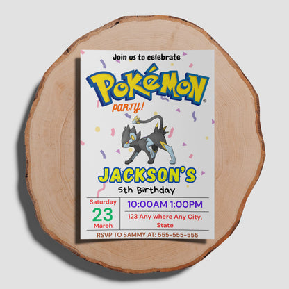 Luxray Birthday Invitation Template | Pokemon Invite - CreativeRino