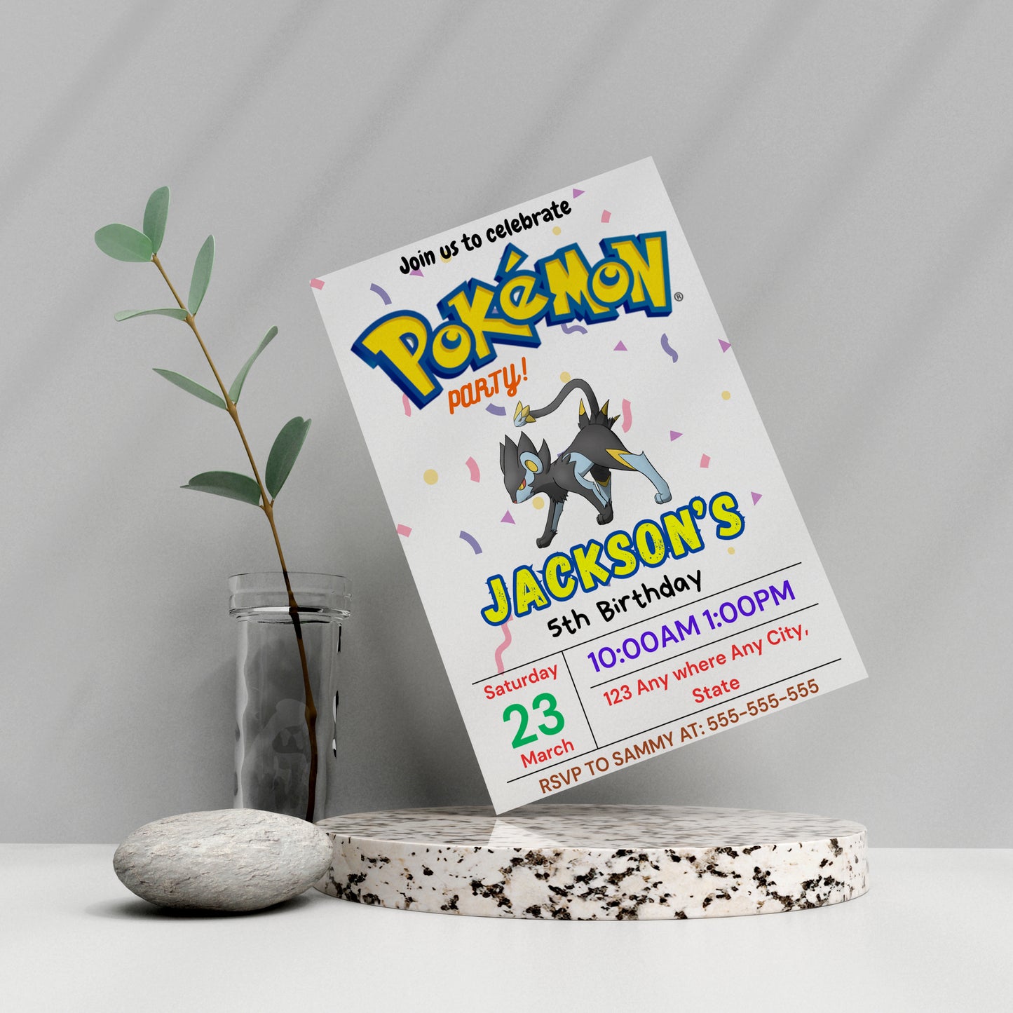 Luxray Birthday Invitation Template | Pokemon Invite - CreativeRino