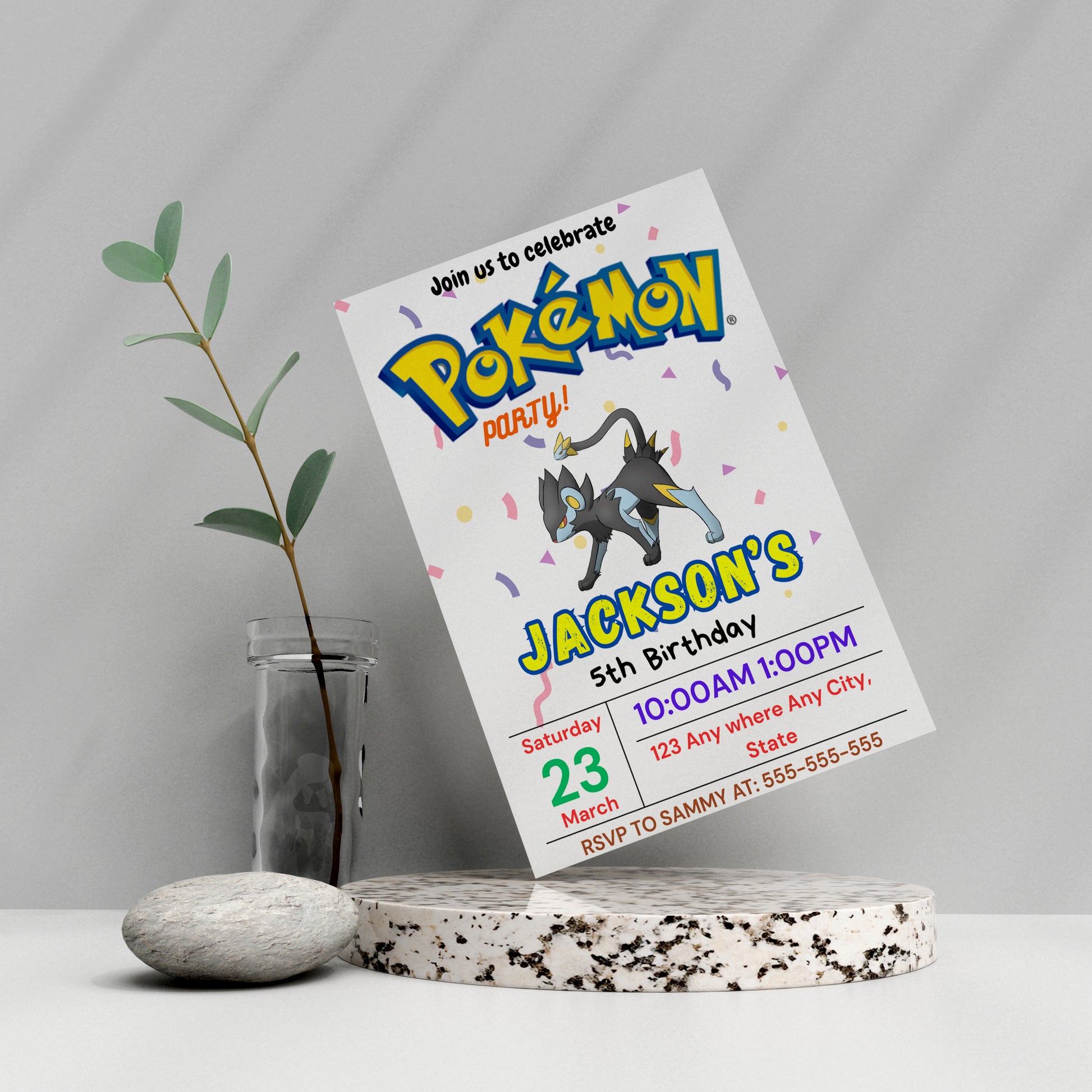 Luxray Birthday Invitation Template | Pokemon Invite - CreativeRino