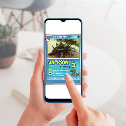 Torterra Invitation Template | Pokemon Card Birthday Invite - CreativeRino