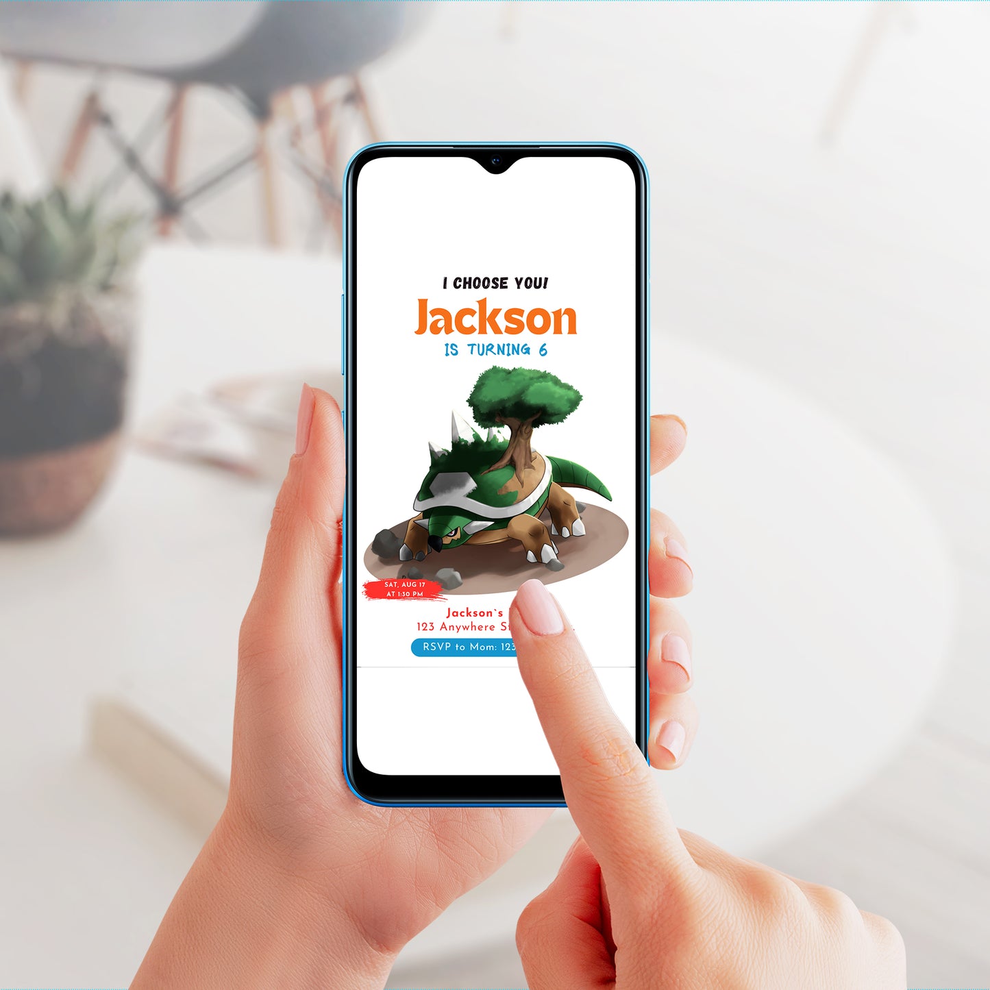 Torterra Birthday Party Invitation Template | Pokemon Invite - CreativeRino