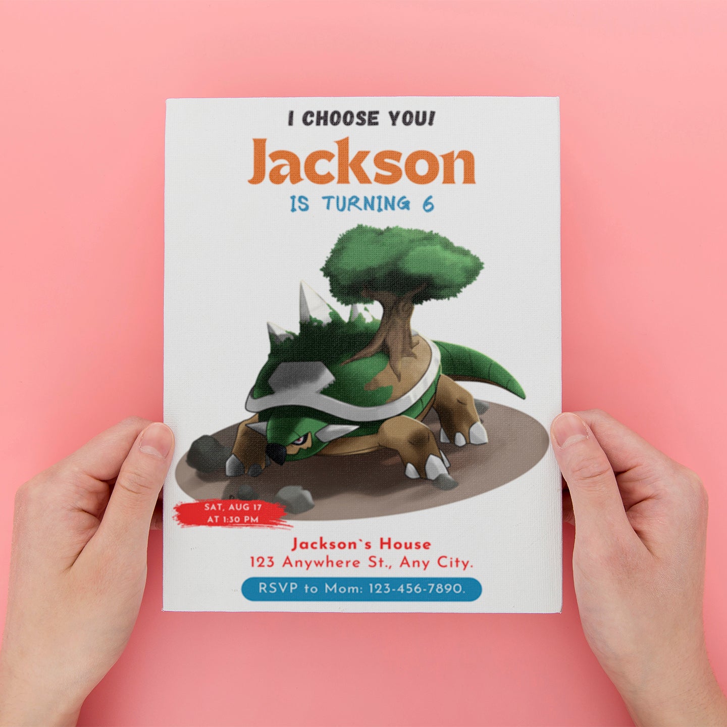 Torterra Birthday Party Invitation Template | Pokemon Invite - CreativeRino