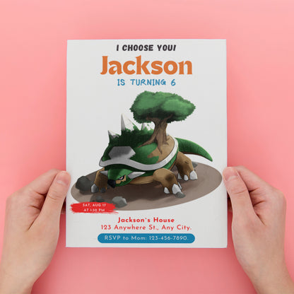 Torterra Birthday Party Invitation Template | Pokemon Invite - CreativeRino