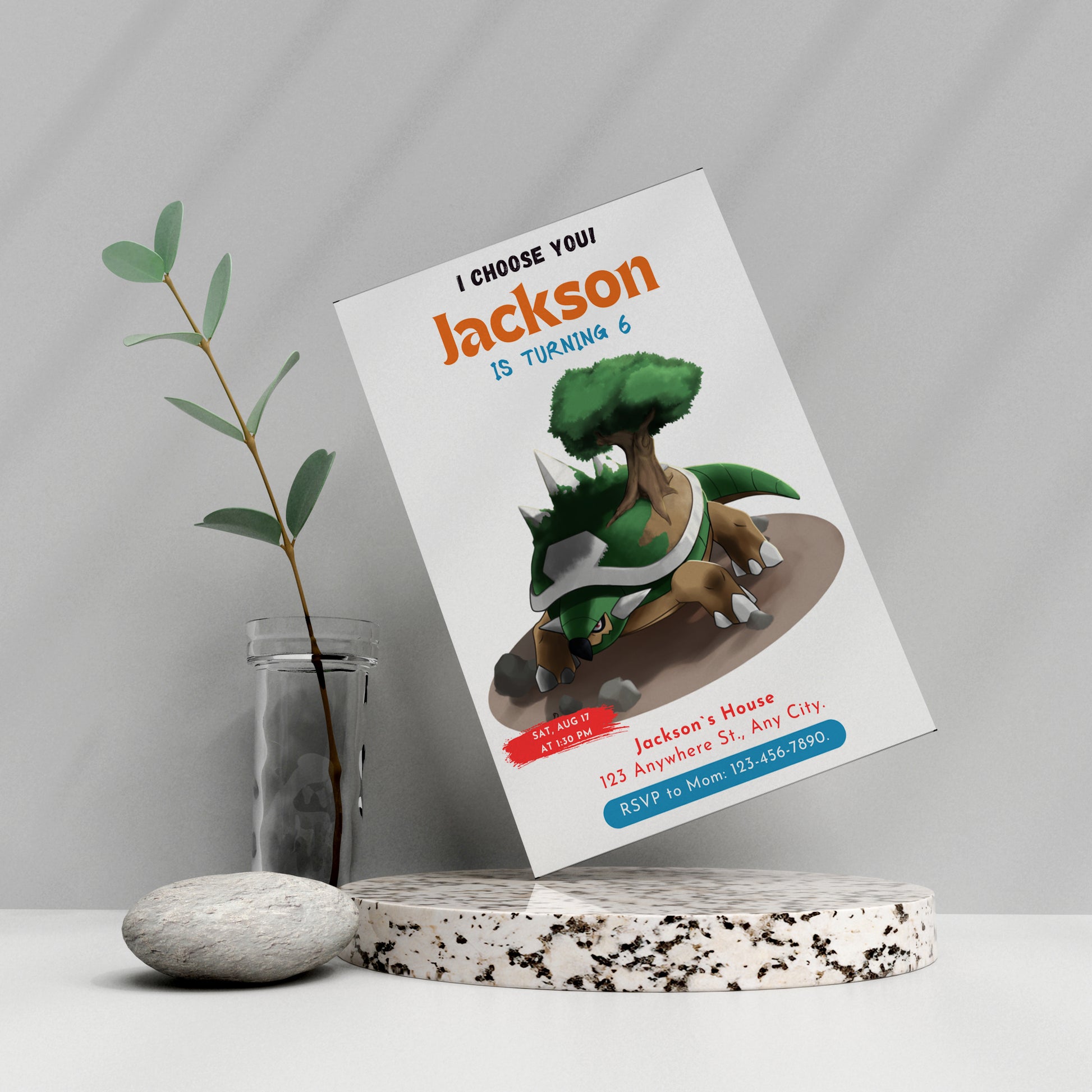 Torterra Birthday Party Invitation Template | Pokemon Invite - CreativeRino