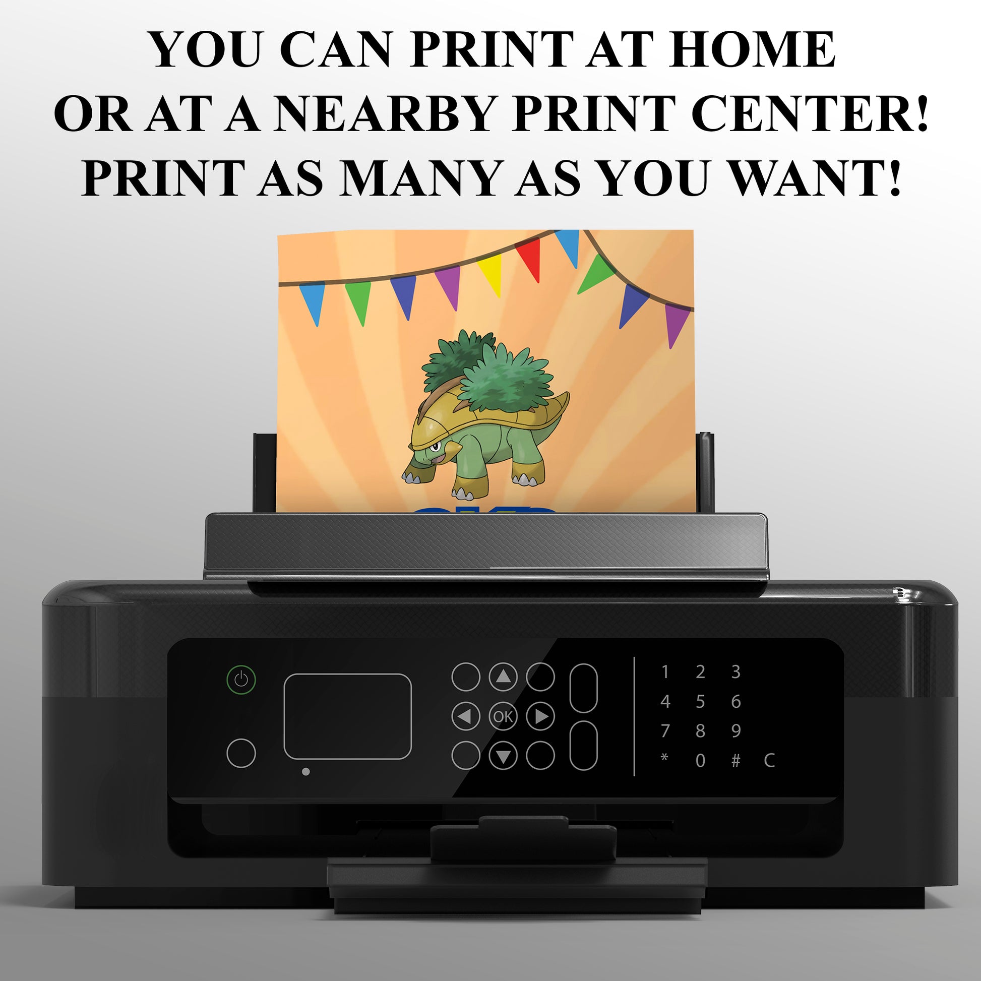 Torterra Pokemon Birthday Party Invitation Template - CreativeRino