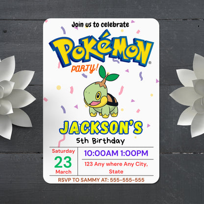 Torterra Birthday Invitation Template | Pokemon Invite - CreativeRino