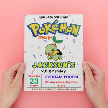 Torterra Birthday Invitation Template | Pokemon Invite - CreativeRino