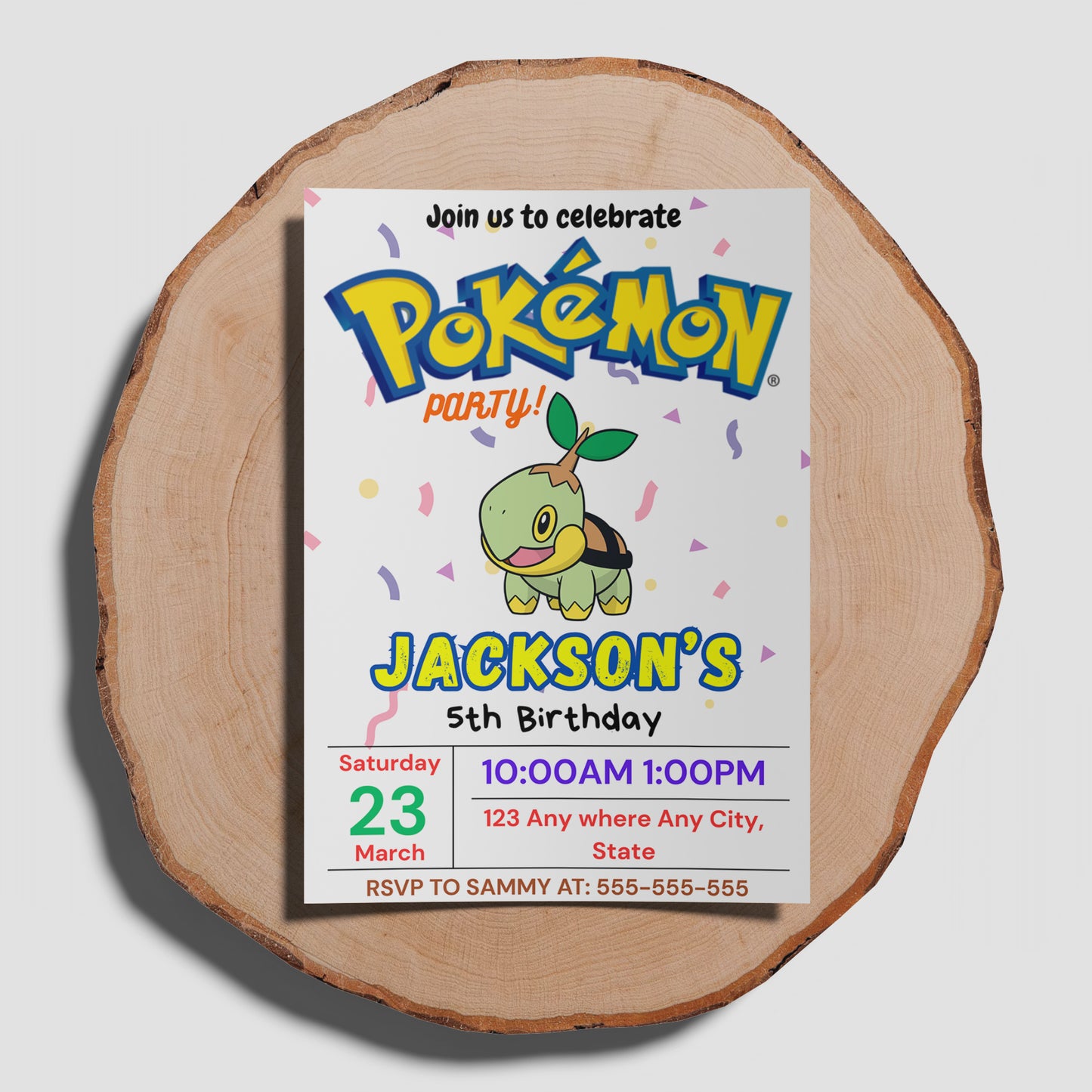 Torterra Birthday Invitation Template | Pokemon Invite - CreativeRino