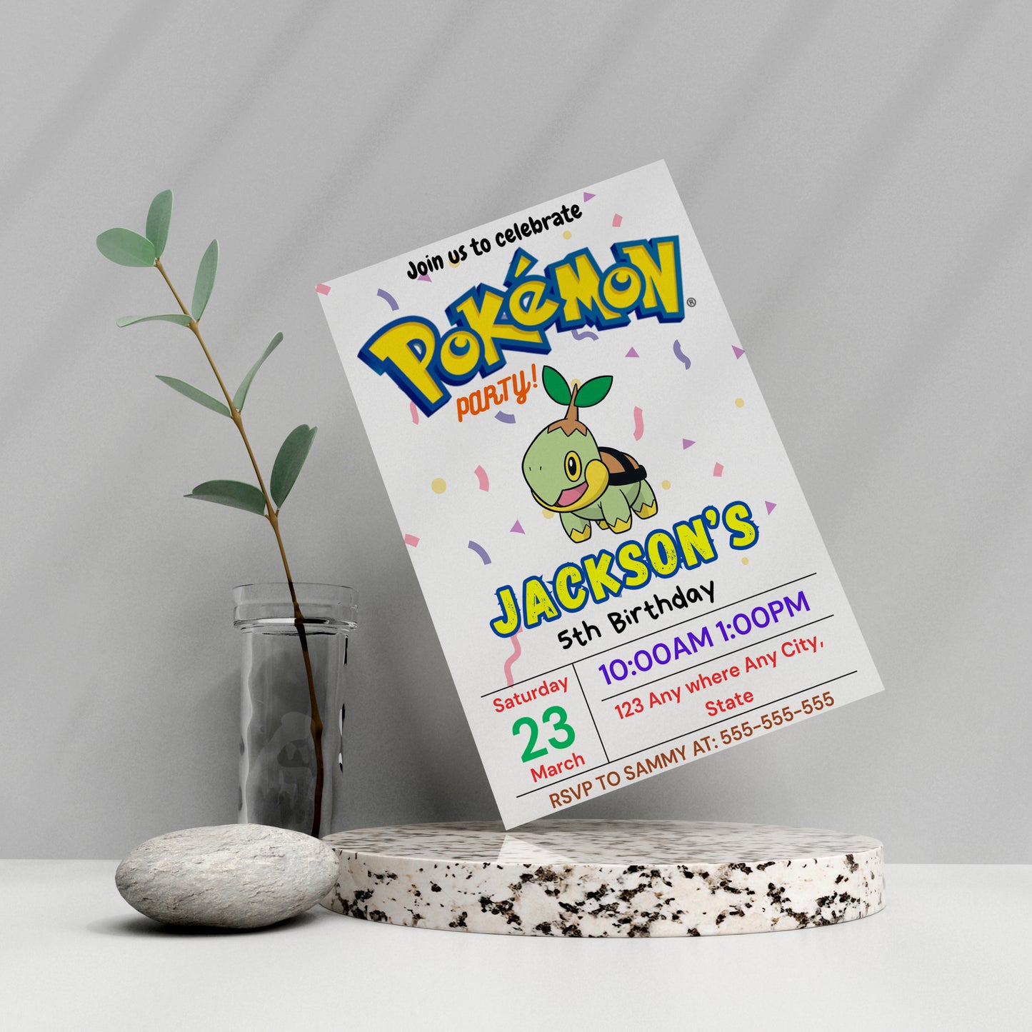Torterra Birthday Invitation Template | Pokemon Invite - CreativeRino