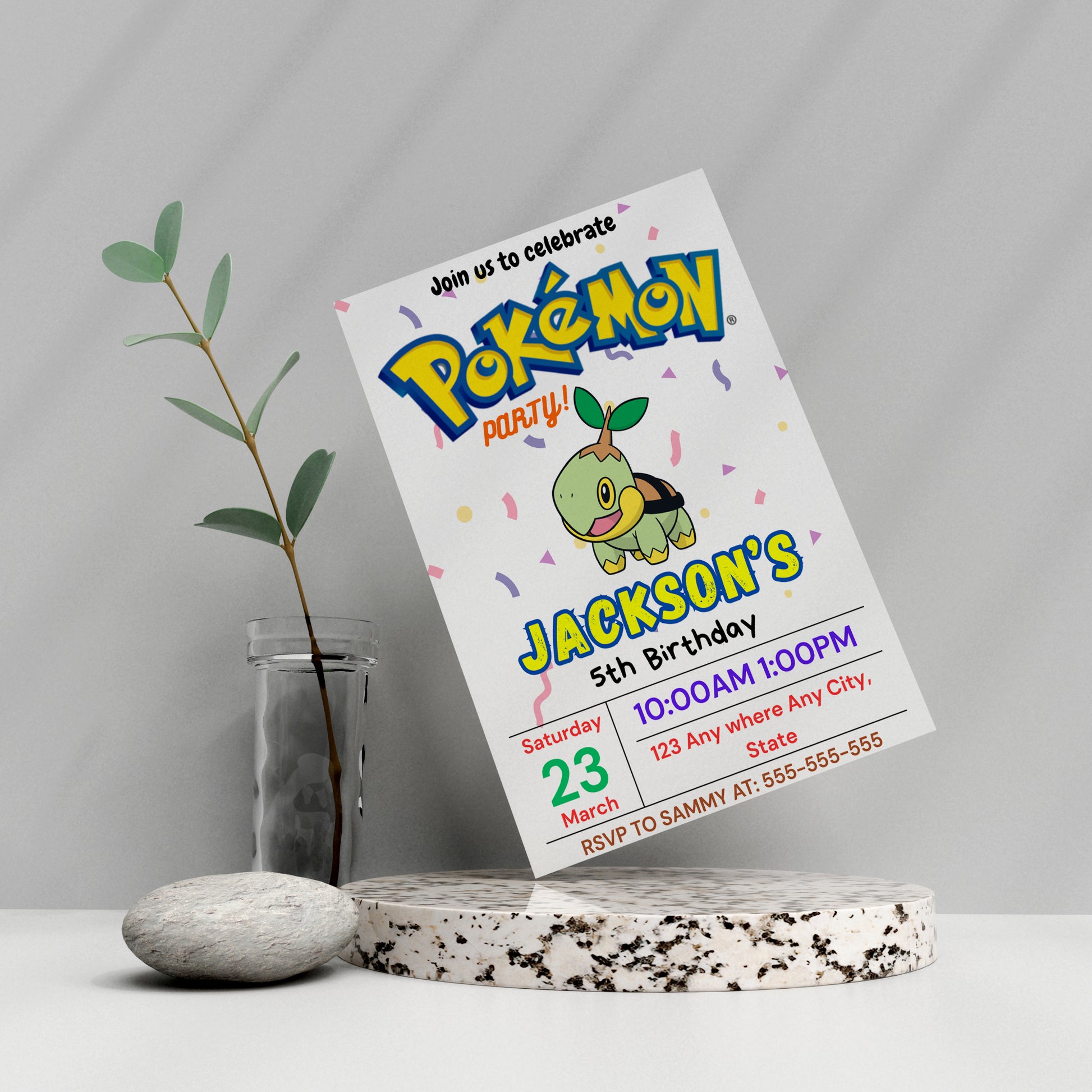 Torterra Birthday Invitation Template | Pokemon Invite - CreativeRino