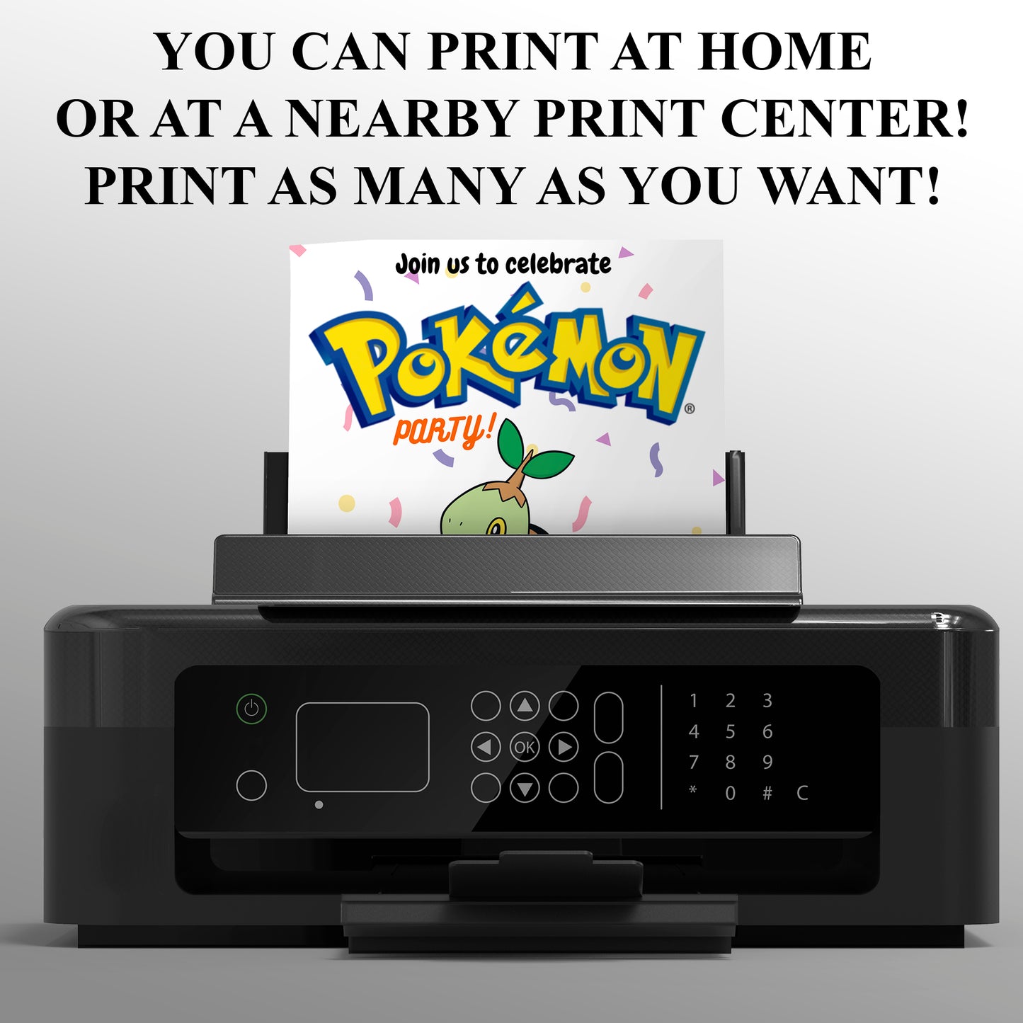 Torterra Birthday Invitation Template | Pokemon Invite - CreativeRino
