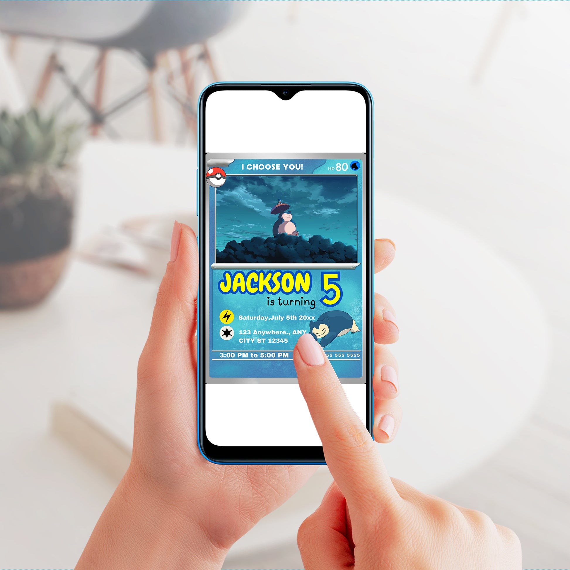 Snorlax Invitation Template | Pokemon Card Birthday Invite - CreativeRino