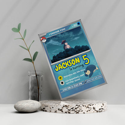 Snorlax Invitation Template | Pokemon Card Birthday Invite - CreativeRino