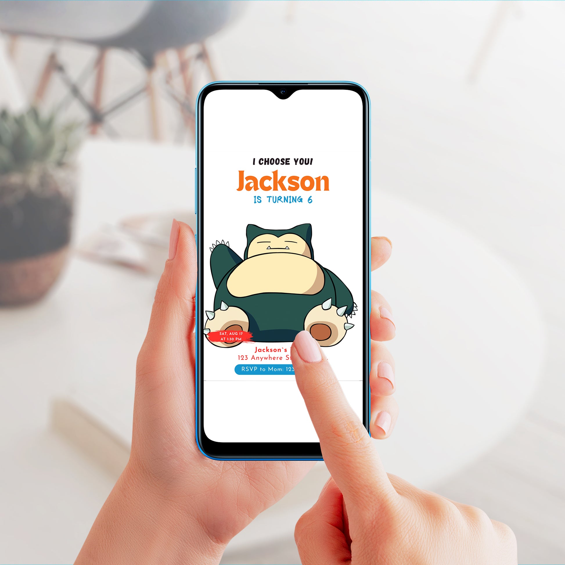 Snorlax Birthday Party Invitation Template | Pokemon Invite - CreativeRino