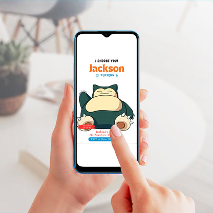 Snorlax Birthday Party Invitation Template | Pokemon Invite - CreativeRino