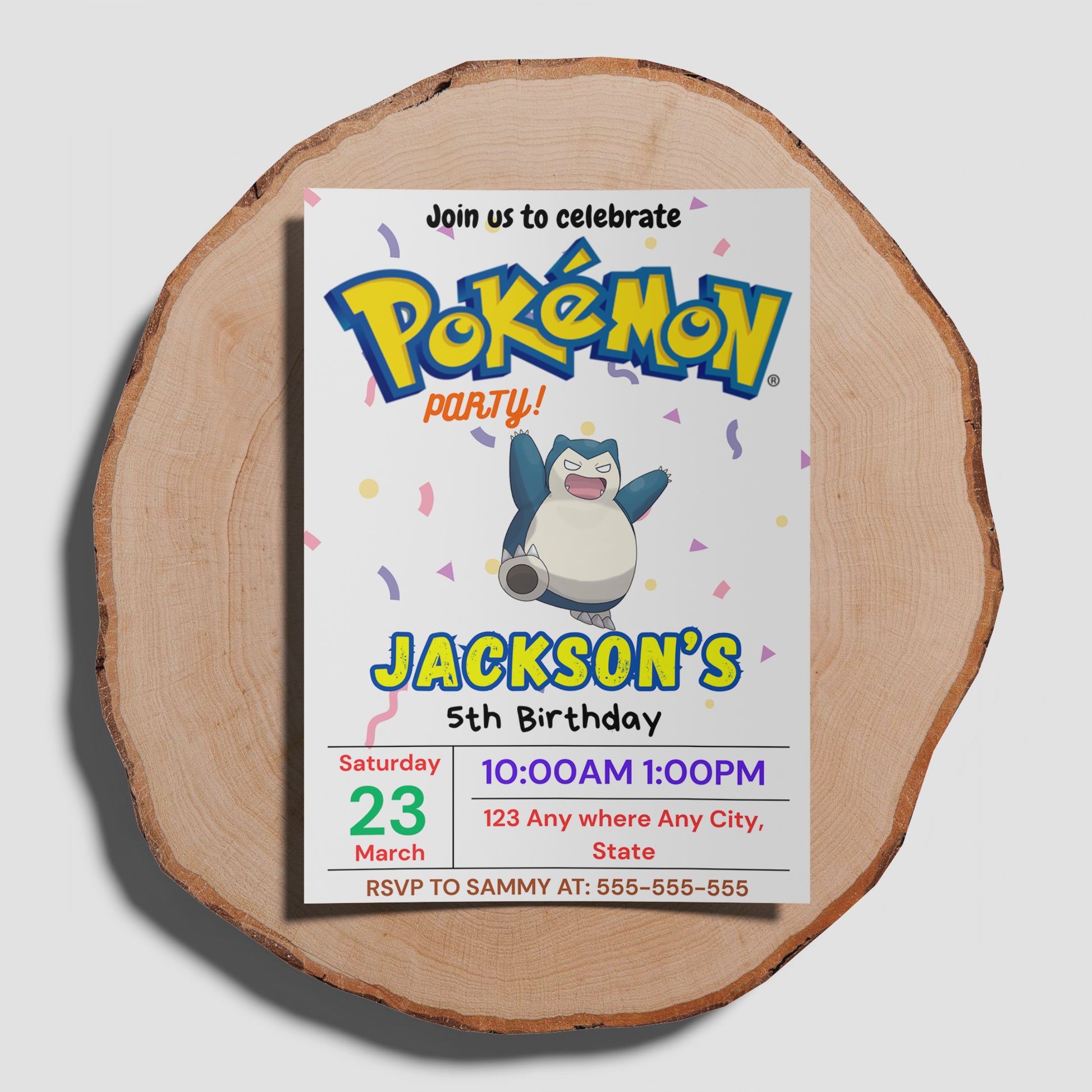 Snorlax Birthday Invitation Template | Pokemon Invite - CreativeRino