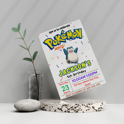 Snorlax Birthday Invitation Template | Pokemon Invite - CreativeRino
