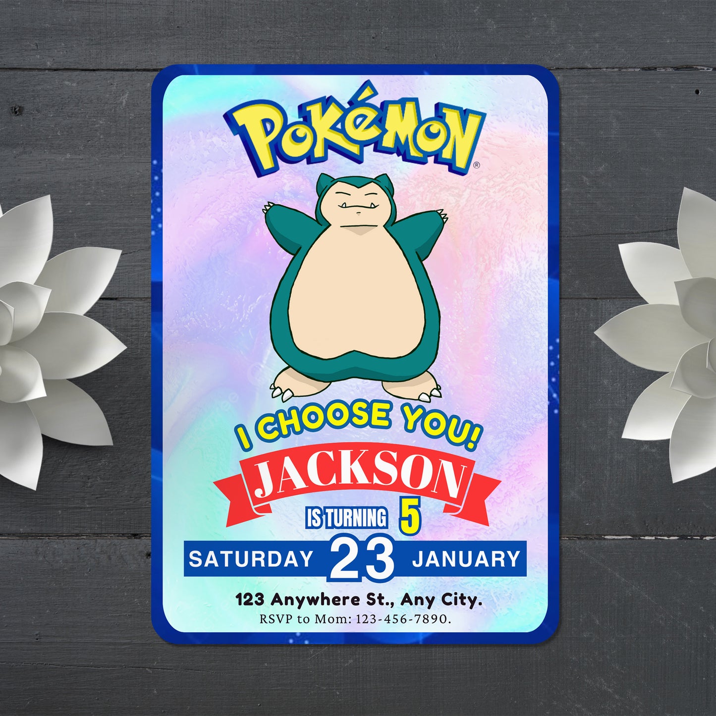 Snorlax Invitation Template | Pokemon Birthday Invite - CreativeRino