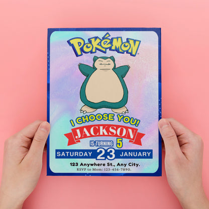 Snorlax Invitation Template | Pokemon Birthday Invite - CreativeRino
