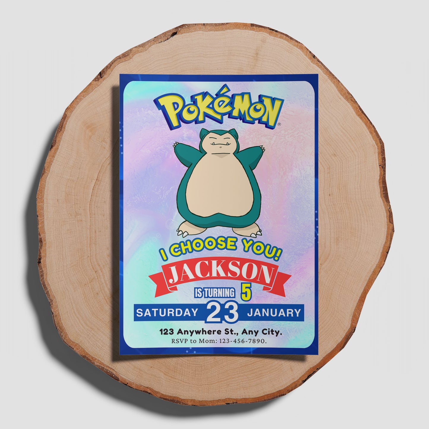 Snorlax Invitation Template | Pokemon Birthday Invite - CreativeRino