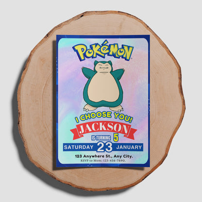 Snorlax Invitation Template | Pokemon Birthday Invite - CreativeRino