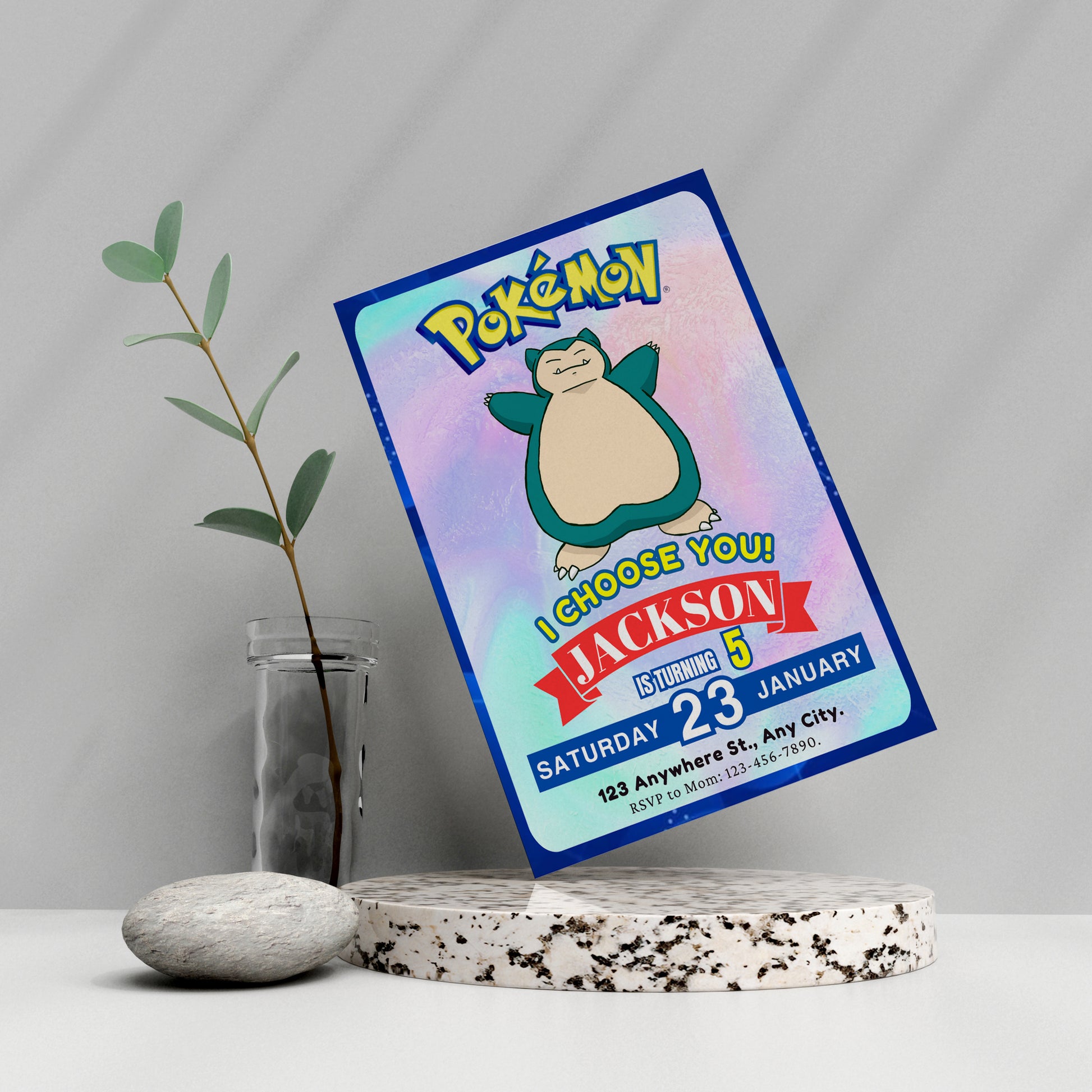 Snorlax Invitation Template | Pokemon Birthday Invite - CreativeRino