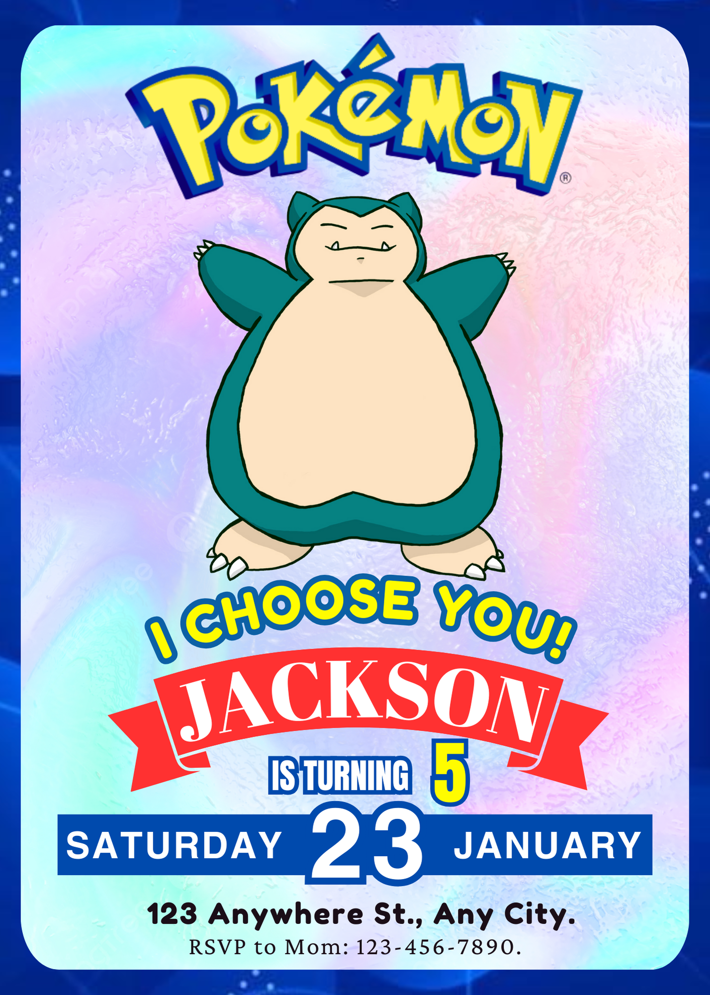 Snorlax Invitation Template | Pokemon Birthday Invite - CreativeRino