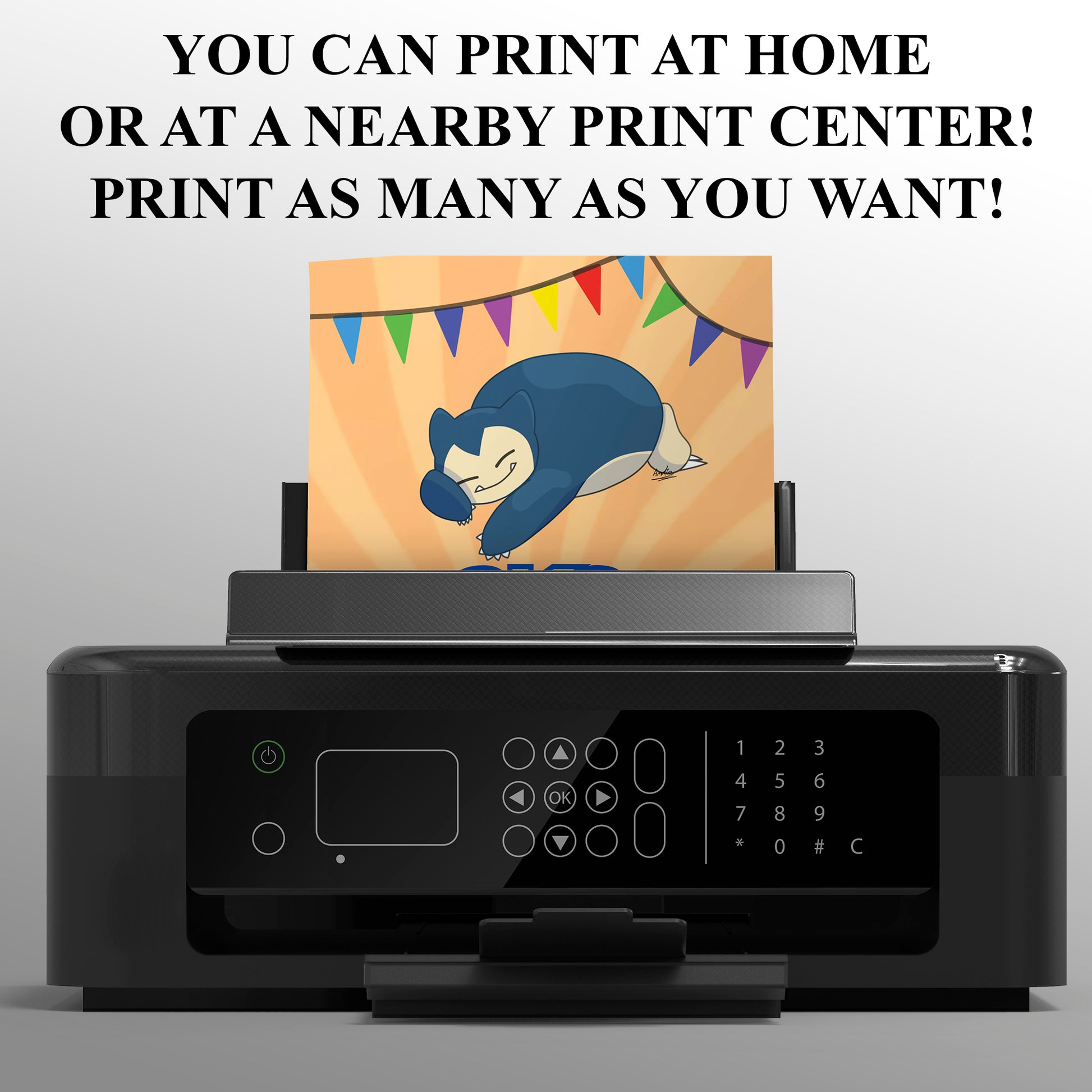 Snorlax Pokemon Birthday Party Invitation Template - CreativeRino