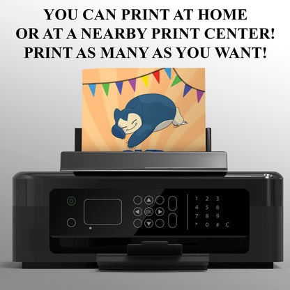 Snorlax Pokemon Birthday Party Invitation Template - CreativeRino