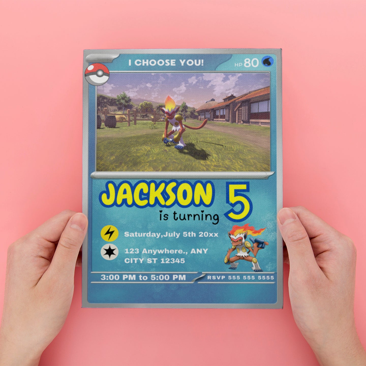 Infernape Invitation Template | Pokemon Card Birthday Invite - CreativeRino