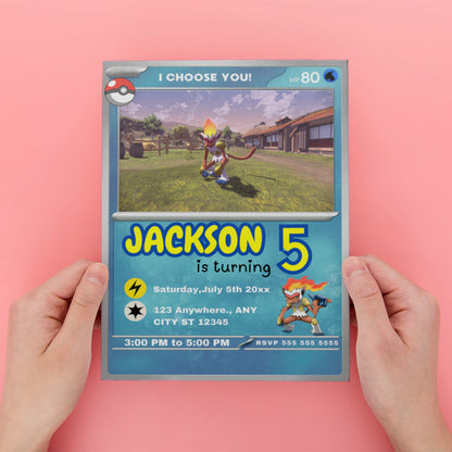 Infernape Invitation Template | Pokemon Card Birthday Invite - CreativeRino