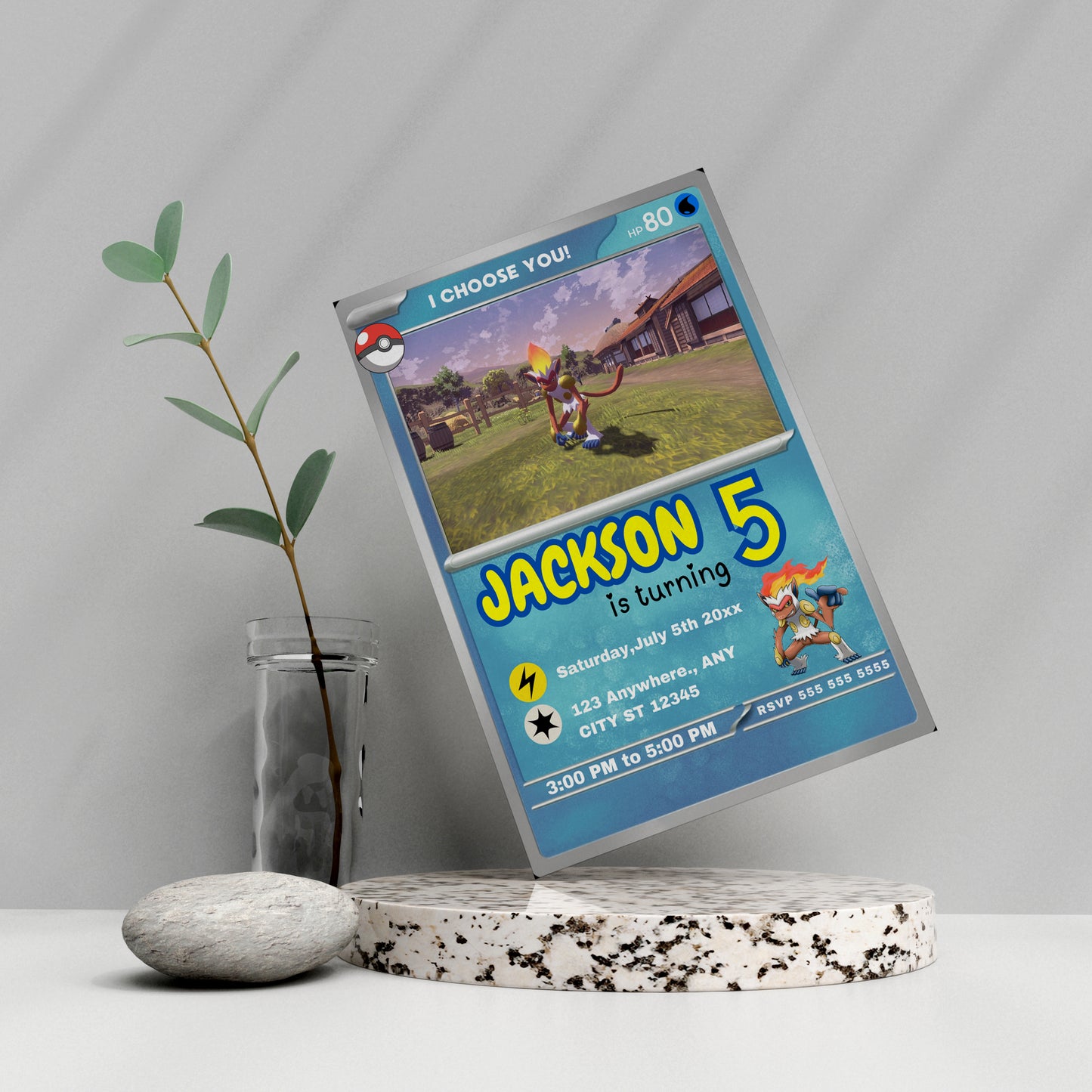Infernape Invitation Template | Pokemon Card Birthday Invite - CreativeRino