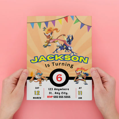 Infernape Pokemon Birthday Party Invitation Template - CreativeRino