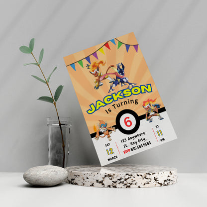 Infernape Pokemon Birthday Party Invitation Template - CreativeRino
