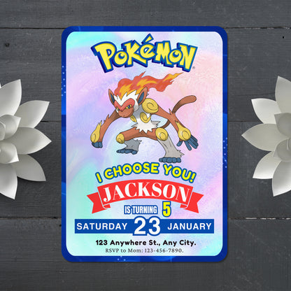 Infernape Invitation Template | Pokemon Birthday Invite - CreativeRino