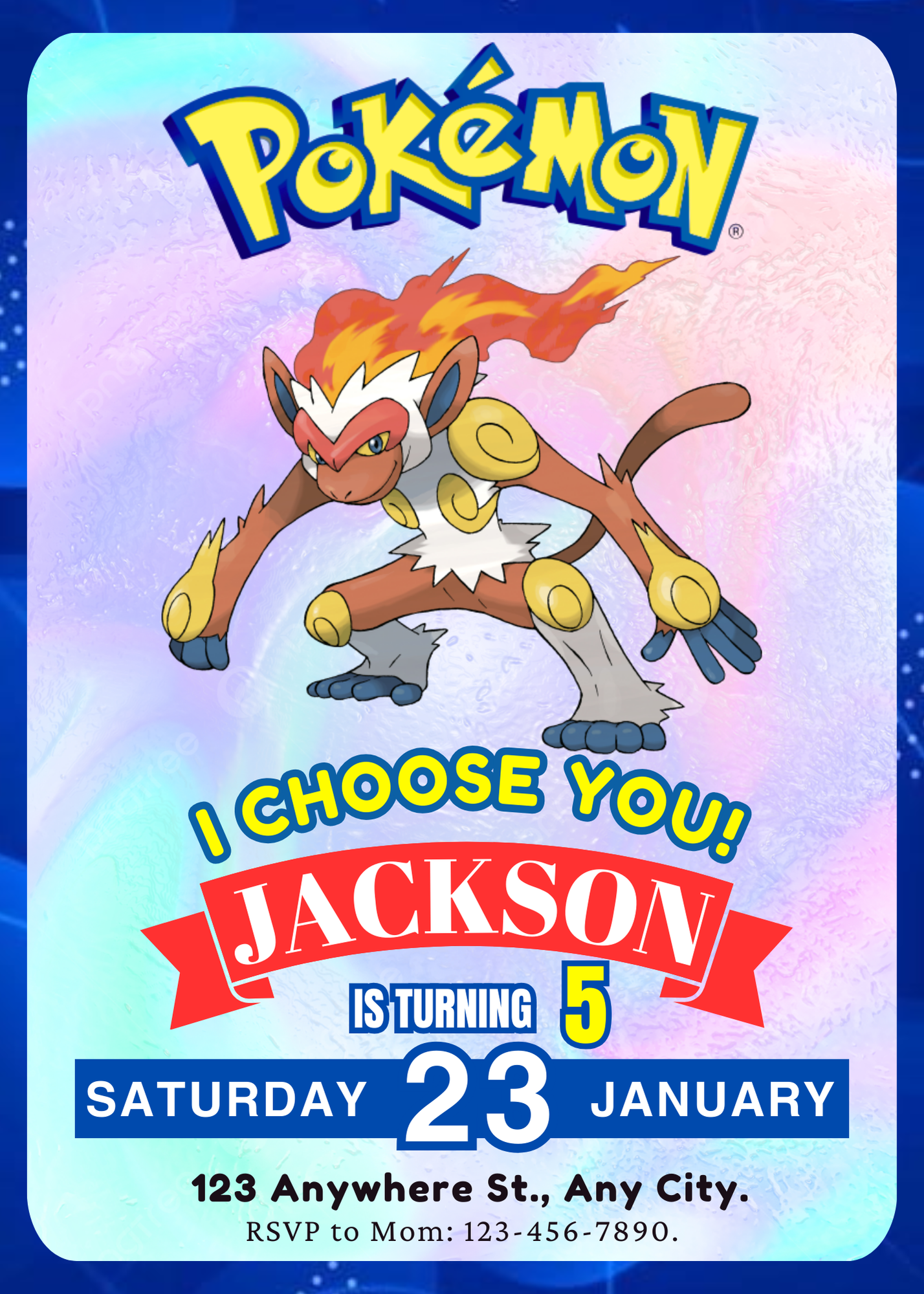Infernape Invitation Template | Pokemon Birthday Invite - CreativeRino
